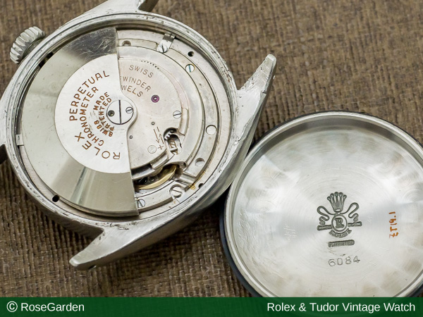 ロレックス /ROLEX セミバブルバック Ref.6084 自動巻き ブラックミラー ダイヤル リーフハンド ヴィンテージ メンズモデル image