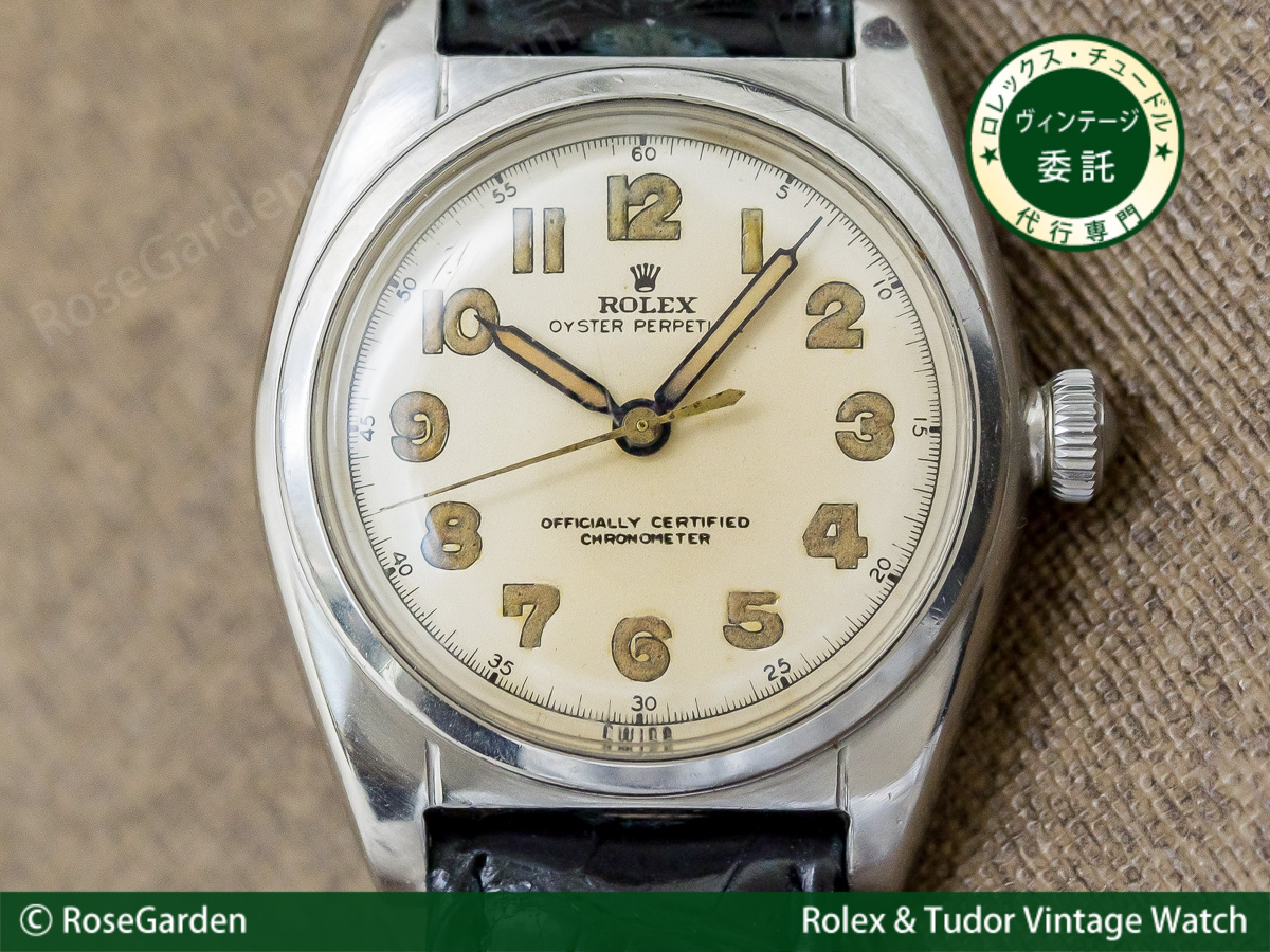 ロレックス ROLEX バブルバック Ref.5050 オールアラビア ヴィンテージ ストローハットリューズ メンズ OH済み