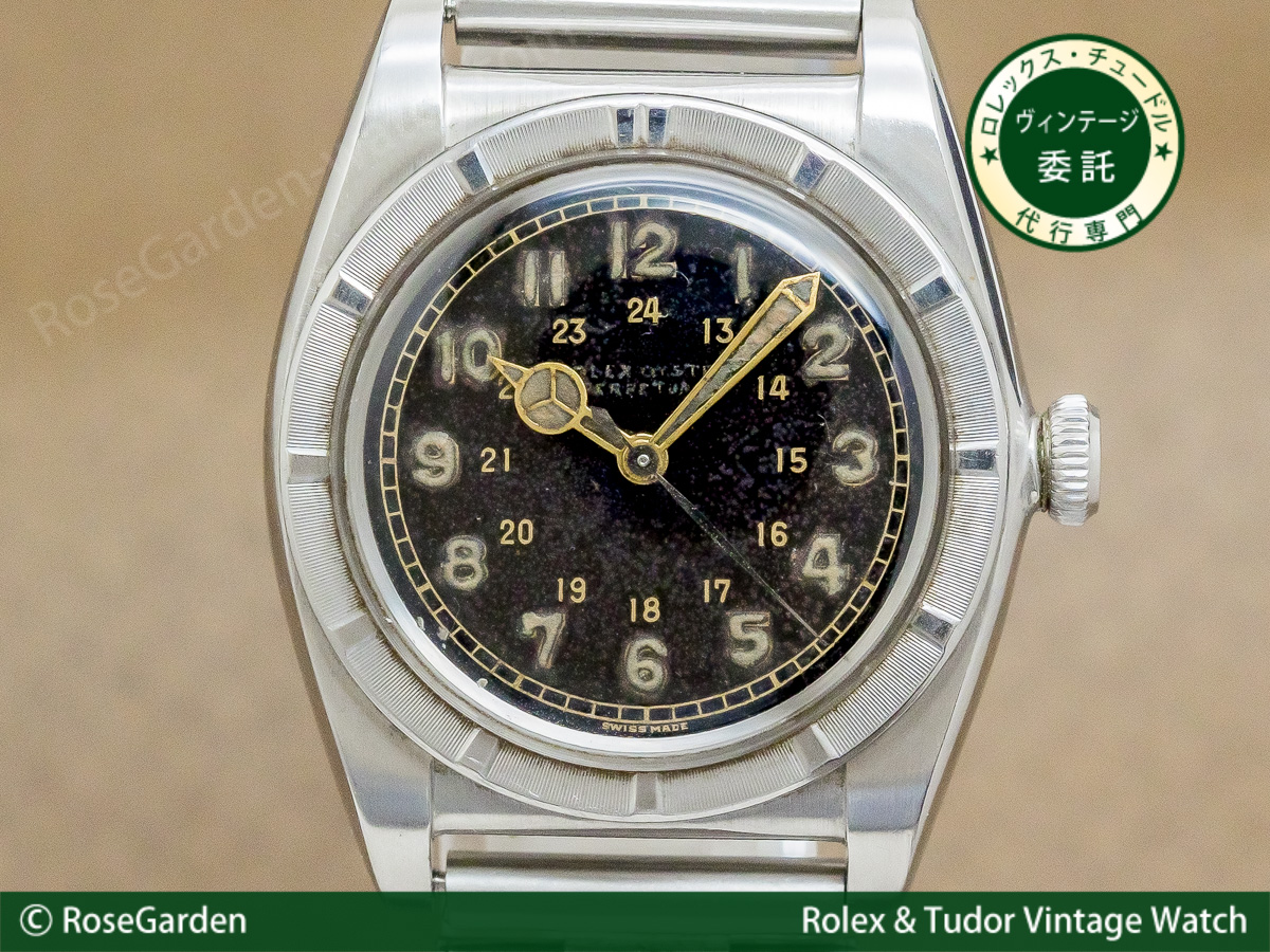 ロレックス ROLEX バブルバック Ref.3458 ブラックミラー エンジンターンドベゼル メンズモデル 希少 エクステンション リベットブレス 仕様