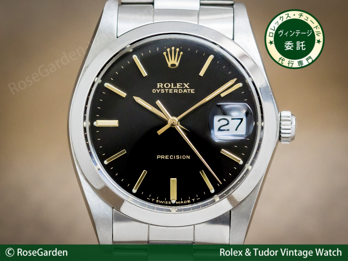 ロレックス ROLEX オイスターデイト Ref.6694 ブラックダイヤル ゴールドインデックス メンズモデル 3連ハードブレス仕様