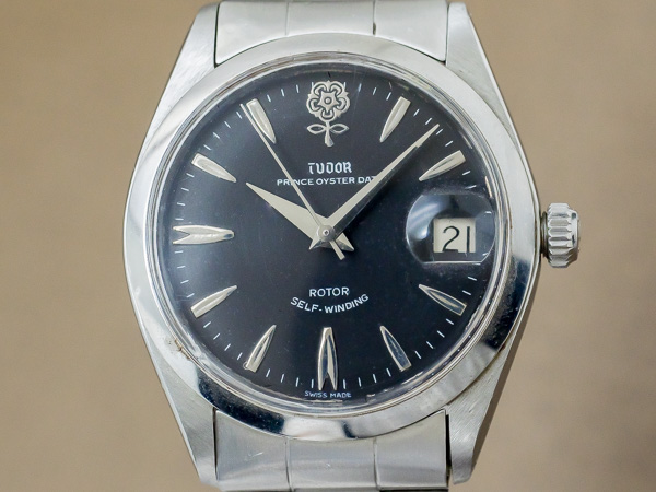 チュードル TUDOR デカバラ プリンスオイスターデイト 精悍なブラックダイヤル ロレックス カシメブレス仕様