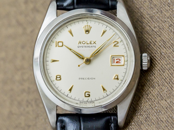 ロレックス ROLEX オイスターデイト Ref.6494 アイボリーダイヤル 赤黒デイト メーター表記 手巻き ヴィンテージ