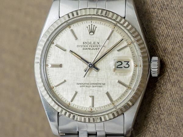 ロレックス ROLEX オイスターパーペチュアル デイトジャスト Ref.1601 絹目 Linen Dial WGベゼル ヴィンテージモデル [ 代行おまかせコース ]