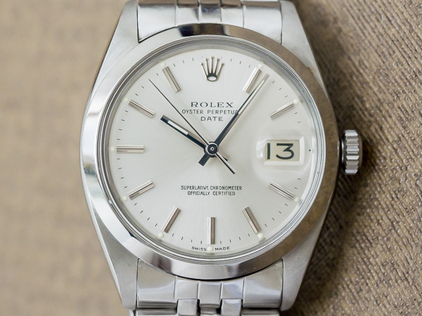 ロレックス ROLEX オイスターパーペチュアルデイト Ref.1500 シルバーダイヤル 5連ジュビリーブレス仕様 日本ロレックス OH済み 国際保証書付き [ 代行おまかせコース ]