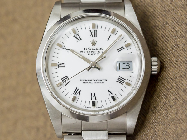 ロレックス Ref.15000 オイスターパーペチュアルデイト ホワイトローマン メンズモデル 3連ハードブレス仕様 ROLEX [ 代行おまかせコース ]