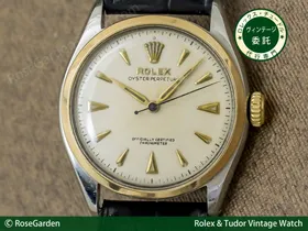 ロレックス /ROLEX セミバブルバック Ref.6084 自動巻き YG/SSコンビ アイボリー ダイヤル リーフハンド ヴィンテージ メンズモデル